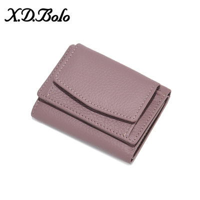 ANTI-THEFT BRUSH WOMEN'S LEATHER WALLET SHORT CARD BAG THREE FOLD SMALL WALLET RFID MINI COWHIDE COIN WALLET CROSS-BORDE