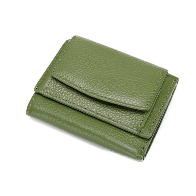ANTI-THEFT BRUSH WOMEN'S LEATHER WALLET SHORT CARD BAG THREE FOLD SMALL WALLET RFID MINI COWHIDE COIN WALLET CROSS-BORDE