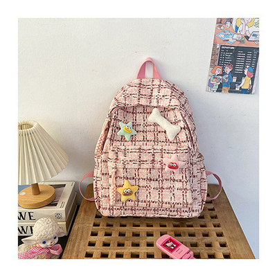 High appearance level small fresh check bag junior high school backpack female college students fall and winter backpack