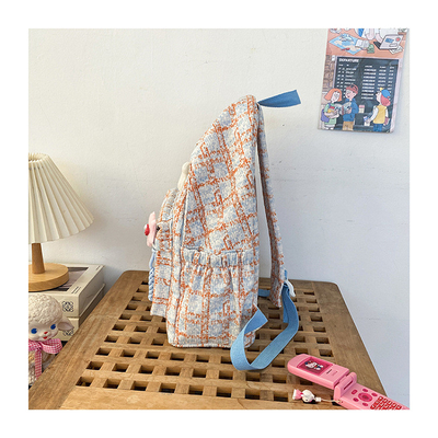 High appearance level small fresh check bag junior high school backpack female college students fall and winter backpack