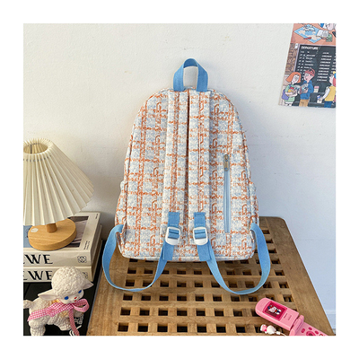 High appearance level small fresh check bag junior high school backpack female college students fall and winter backpack