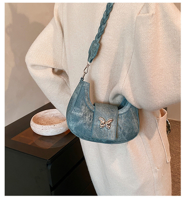 POPULAR NEW NICHE DESIGN BAG FEMALE TREND FOREIGN STYLE BUTTERFLY BAG ADVANCED SENSE OF ALL SHOULDER UNDERARM BAG
