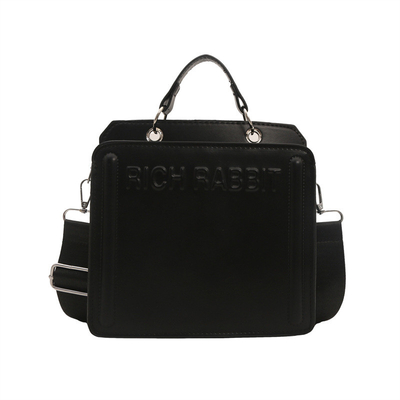SIMPLE FASHION LETTER BAG WOMEN'S NEW INS COMMUTER HANDBAG SMALL SQUARE BAG SENIOR TEXTURE WIDE SHOULDER STRAP CROSSBODY