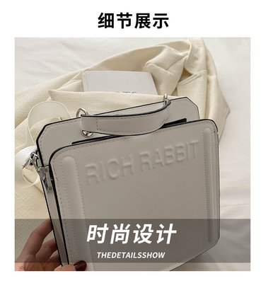 SIMPLE FASHION LETTER BAG WOMEN'S NEW INS COMMUTER HANDBAG SMALL SQUARE BAG SENIOR TEXTURE WIDE SHOULDER STRAP CROSSBODY