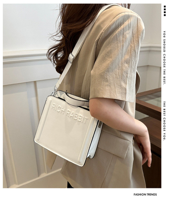 SIMPLE FASHION LETTER BAG WOMEN'S NEW INS COMMUTER HANDBAG SMALL SQUARE BAG SENIOR TEXTURE WIDE SHOULDER STRAP CROSSBODY