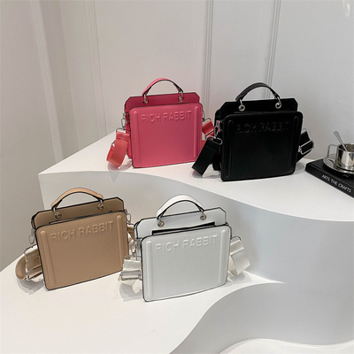 SIMPLE FASHION LETTER BAG WOMEN'S NEW INS COMMUTER HANDBAG SMALL SQUARE BAG SENIOR TEXTURE WIDE SHOULDER STRAP CROSSBODY