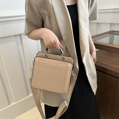 SIMPLE FASHION LETTER BAG WOMEN'S NEW INS COMMUTER HANDBAG SMALL SQUARE BAG SENIOR TEXTURE WIDE SHOULDER STRAP CROSSBODY