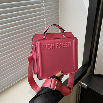 SIMPLE FASHION LETTER BAG WOMEN'S NEW INS COMMUTER HANDBAG SMALL SQUARE BAG SENIOR TEXTURE WIDE SHOULDER STRAP CROSSBODY