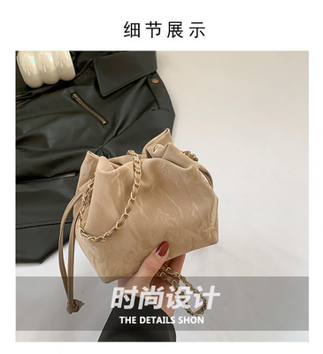 ​2024 NEW FASHION NICHE DESIGN SPRING/SUMMER CROSSBODY BAG SENIOR SENSE PLEATED BUCKET BAG