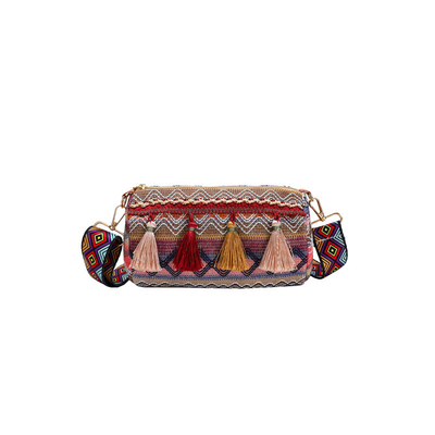 FASHION CHINESE NATIONAL STYLE WIDE SHOULDER STRAP PILLOW BAG CROSSBODY BAG STRIPED SHOULDER BAG WOMEN'S BAG