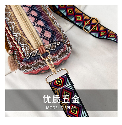 FASHION CHINESE NATIONAL STYLE WIDE SHOULDER STRAP PILLOW BAG CROSSBODY BAG STRIPED SHOULDER BAG WOMEN'S BAG