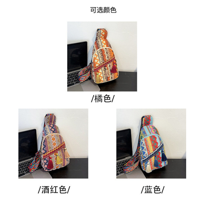 NEW CHINESE FASHION SINGLE SHOULDER CROSSBODY BAG NET RED SIMPLE ETHNIC STYLE SMALL BAG TEXTURE CHEST BAG WOMEN'S BAG