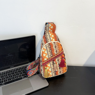 NEW CHINESE FASHION SINGLE SHOULDER CROSSBODY BAG NET RED SIMPLE ETHNIC STYLE SMALL BAG TEXTURE CHEST BAG WOMEN'S BAG
