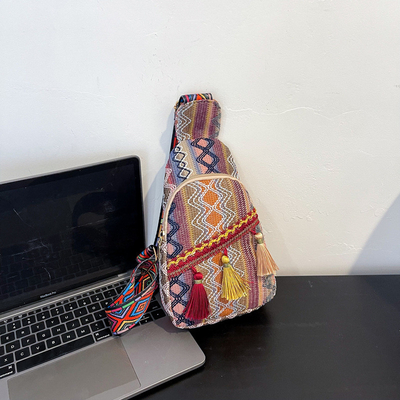 NEW CHINESE FASHION SINGLE SHOULDER CROSSBODY BAG NET RED SIMPLE ETHNIC STYLE SMALL BAG TEXTURE CHEST BAG WOMEN'S BAG