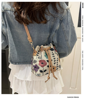 NEW CHINESE NATIONAL WIND ARMPIT BUCKET BAG SIMPLE FASHION TREND SUMMER NEW LINEN STYLE HIGH-GRADE SENSE SINGLE SHOULDER