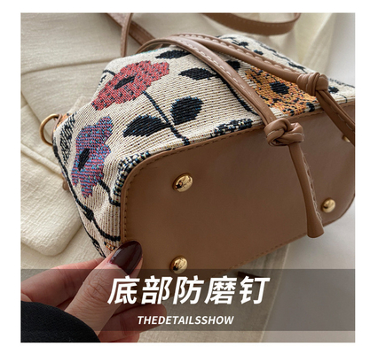 NEW CHINESE NATIONAL WIND ARMPIT BUCKET BAG SIMPLE FASHION TREND SUMMER NEW LINEN STYLE HIGH-GRADE SENSE SINGLE SHOULDER