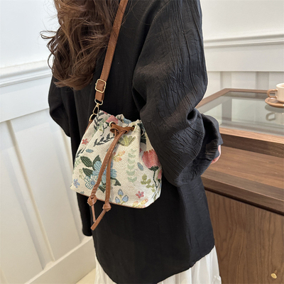 NEW CHINESE NATIONAL WIND ARMPIT BUCKET BAG SIMPLE FASHION TREND SUMMER NEW LINEN STYLE HIGH-GRADE SENSE SINGLE SHOULDER