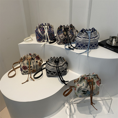 NEW CHINESE NATIONAL WIND ARMPIT BUCKET BAG SIMPLE FASHION TREND SUMMER NEW LINEN STYLE HIGH-GRADE SENSE SINGLE SHOULDER