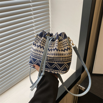 NEW CHINESE NATIONAL WIND ARMPIT BUCKET BAG SIMPLE FASHION TREND SUMMER NEW LINEN STYLE HIGH-GRADE SENSE SINGLE SHOULDER