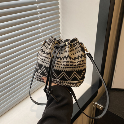 NEW CHINESE NATIONAL WIND ARMPIT BUCKET BAG SIMPLE FASHION TREND SUMMER NEW LINEN STYLE HIGH-GRADE SENSE SINGLE SHOULDER
