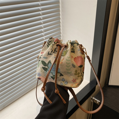 NEW CHINESE NATIONAL WIND ARMPIT BUCKET BAG SIMPLE FASHION TREND SUMMER NEW LINEN STYLE HIGH-GRADE SENSE SINGLE SHOULDER