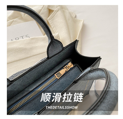 VINTAGE CHIC TEXTURED LETTER TOTE BAG WOMEN'S BAG 2024 NEW LARGE CAPACITY FASHION HANDBAG WIDE STRAP SHOULDER BAG