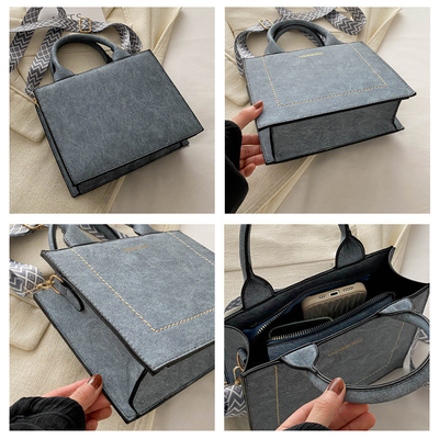 VINTAGE CHIC TEXTURED LETTER TOTE BAG WOMEN'S BAG 2024 NEW LARGE CAPACITY FASHION HANDBAG WIDE STRAP SHOULDER BAG