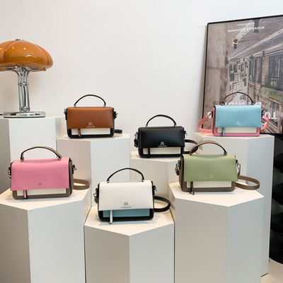 2024 SPRING AND SUMMER NEW FASHION SMALL SQUARE BAG SINGLE SHOULDER BAG MATCHING COLOR HAND CROSSBODY BAG