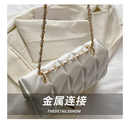 SIMPLE SOLID COLOR SINGLE SHOULDER CROSSBODY BAG CHAIN BAG SPRING/SUMMER NEW SENIOR PERSONALITY INS TEXTURE BAG