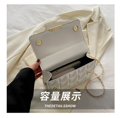 SIMPLE SOLID COLOR SINGLE SHOULDER CROSSBODY BAG CHAIN BAG SPRING/SUMMER NEW SENIOR PERSONALITY INS TEXTURE BAG