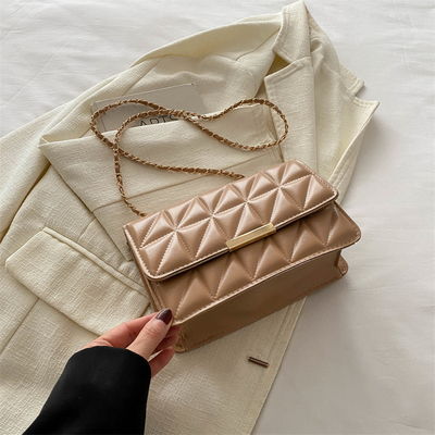 SIMPLE SOLID COLOR SINGLE SHOULDER CROSSBODY BAG CHAIN BAG SPRING/SUMMER NEW SENIOR PERSONALITY INS TEXTURE BAG