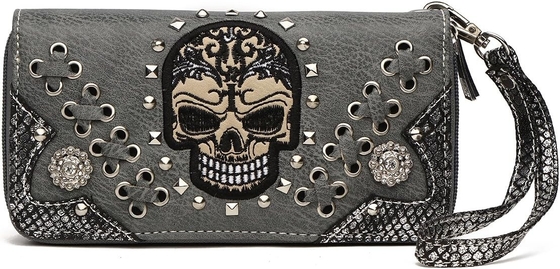 SUGAR SKULL DAY OF THE DEAD PUNK ART PURSE REMOVABLE STRAP WOMEN SATCHEL HANDBAG SHOULDER BAG WALLET SET