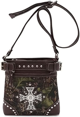 Camouflage Rhinestone Cross Pistol Buckle Western Crossbody Handbags Cowgirl Country Studded Purse Women Single Shoulder