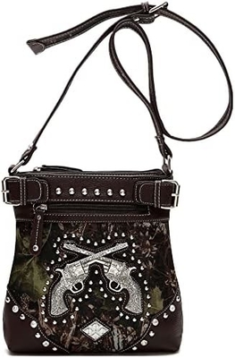 Camouflage Rhinestone Cross Pistol Buckle Western Crossbody Handbags Cowgirl Country Studded Purse Women Single Shoulder