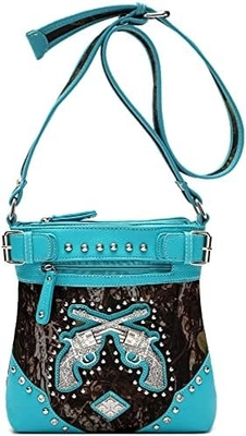 Camouflage Rhinestone Cross Pistol Buckle Western Crossbody Handbags Cowgirl Country Studded Purse Women Single Shoulder