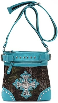 Camouflage Rhinestone Cross Pistol Buckle Western Crossbody Handbags Cowgirl Country Studded Purse Women Single Shoulder