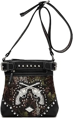 Camouflage Rhinestone Cross Pistol Buckle Western Crossbody Handbags Cowgirl Country Studded Purse Women Single Shoulder