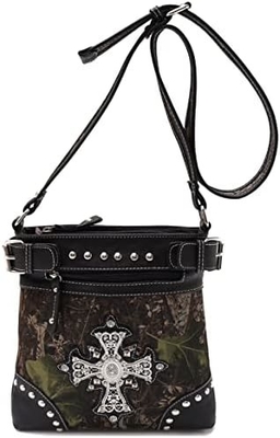 Camouflage Rhinestone Cross Pistol Buckle Western Crossbody Handbags Cowgirl Country Studded Purse Women Single Shoulder