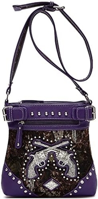 Camouflage Rhinestone Cross Pistol Buckle Western Crossbody Handbags Cowgirl Country Studded Purse Women Single Shoulder