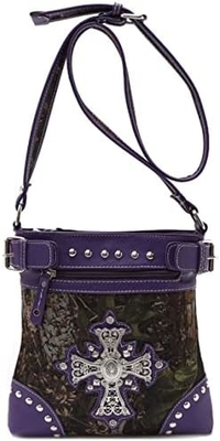 Camouflage Rhinestone Cross Pistol Buckle Western Crossbody Handbags Cowgirl Country Studded Purse Women Single Shoulder