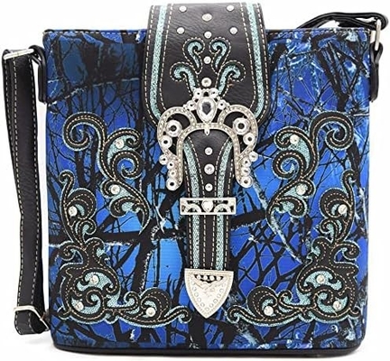 Camouflage Rhinestone Cross Pistol Buckle Western Crossbody Handbags Cowgirl Country Studded Purse Women Single Shoulder