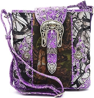 Camouflage Rhinestone Cross Pistol Buckle Western Crossbody Handbags Cowgirl Country Studded Purse Women Single Shoulder