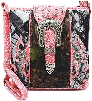 Camouflage Rhinestone Cross Pistol Buckle Western Crossbody Handbags Cowgirl Country Studded Purse Women Single Shoulder