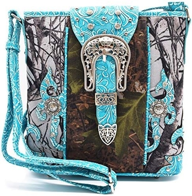 Camouflage Rhinestone Cross Pistol Buckle Western Crossbody Handbags Cowgirl Country Studded Purse Women Single Shoulder