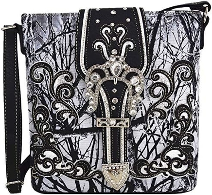 Camouflage Rhinestone Cross Pistol Buckle Western Crossbody Handbags Cowgirl Country Studded Purse Women Single Shoulder