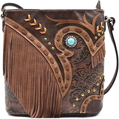 WESTERN COWGIRL FASHION STYLE LEATHER FRINGE CROSSBODY HANDBAGS WOMEN PURSE COUNTRY EVERYDAY SHOULDER BAG