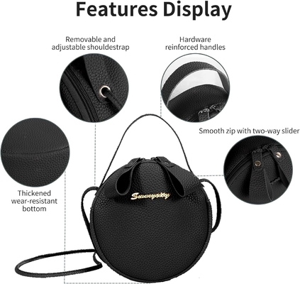 WOMEN'S SHOULDER BAG CROSSBODY BAG, CHIC ROUND SHOULDER BAG WITH ZIPPERS AND ADJUSTABLE STRAP,CROSSBODY HANDBAG PURSE FO