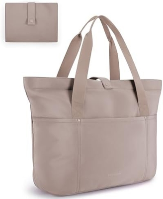 BAGSMART Tote Bag for Women, Foldable Tote Bag With Zipper Large Shoulder Bag Top Handle Handbag for Travel, Work