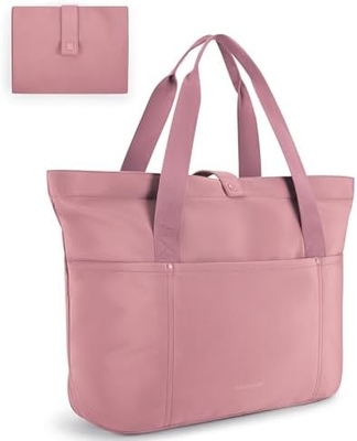 BAGSMART Tote Bag for Women, Foldable Tote Bag With Zipper Large Shoulder Bag Top Handle Handbag for Travel, Work