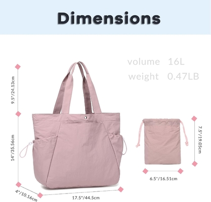 BTOOP TOTE BAG FOR WOMEN, FOLDABLE BEACH GYM BAGS, SIDE-CINCH LIGHTWEIGHT SHOPPER SHOULDER BAG FOR TRAVEL,WORK